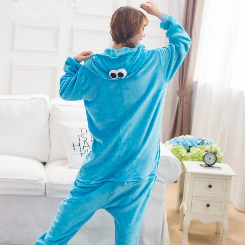Cookie Monster Kigurumi Onesie Sesame Street Pijamas Animacinių Filmų Pižama Jumpsuit Suaugusiųjų Sleepwear Cosplay Kostiumai Helovinas Kostiumas