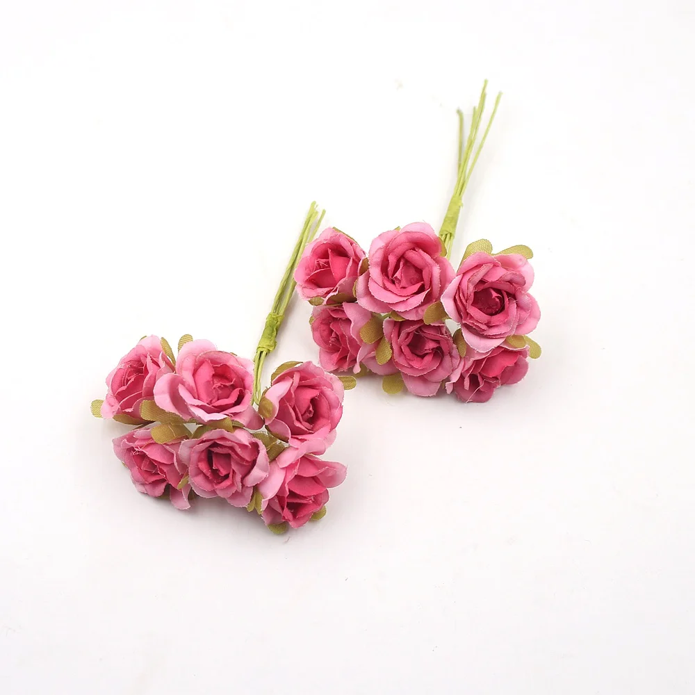60pcs/daug 2.5 cm, Dekoratyvinis Šilko Scrapbooking Mini Rose Dirbtinių Gėlių Puokštės, Vestuvių Amatų Apdaila 