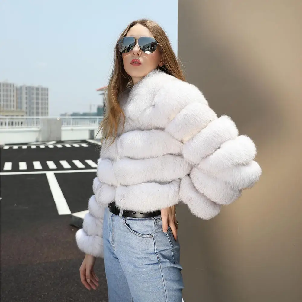 Moterų Nekilnojamojo Lapės Kailinius, Kailis Trumpas, Ilgos Žiemos Striukė Mados Outwear Prabanga Fox Fur Coat