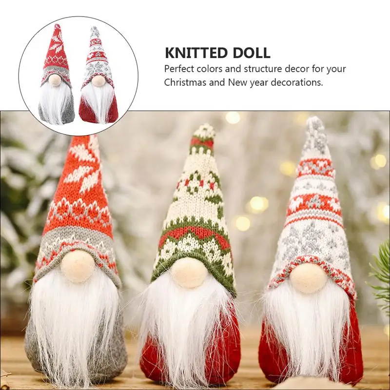 2vnt Kalėdų Dekoracijos, Snaigės Gnome Lėlė su Megzta kepurė Papuošalai