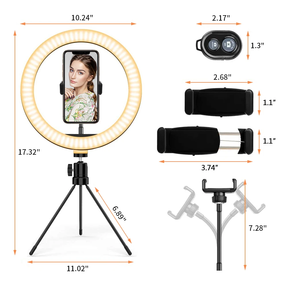 Pritemdomi LED Selfie Šviesos Žiedas su Trikoju USB Selfie Šviesos Žiedas Lempos Didelis Fotografijos Ringlight Makiažo Vaizdo Gyventi Studija