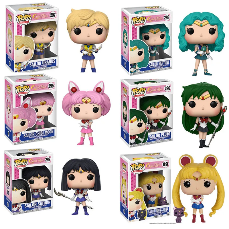 POP Sailor Moon&Luna Temos Paveikslas Statula Kiškių Pobūdžio Veiksmų Skaičius, Lėlės Sailor Chibi Mėnulio Jūreivis Neptūnas Dovana Mergaitėms