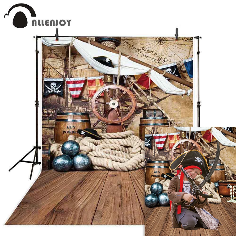 Allenjoy piratų fotografijos backdrops gimtadienio laivo denio vaikai Profesionalus studija fone photophone photocall rekvizitai