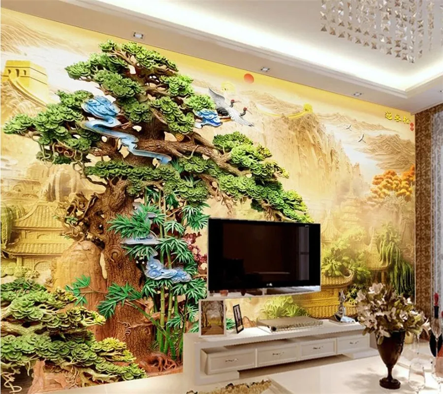 Wellyu papel de parede Pritaikyti didelių sienos dailininko 3D boutique woodcarving džiaugiasi Daina Palace Kinų stiliaus sienos