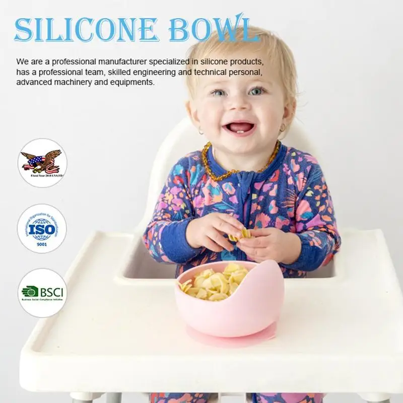 Kūdikių silikoniniai indai Galinga siurbimo taurės Vaikų dubenyje šaukštu nustatyti Vaikų siurbtukas dubenį Kūdikių maisto papildas dubuo