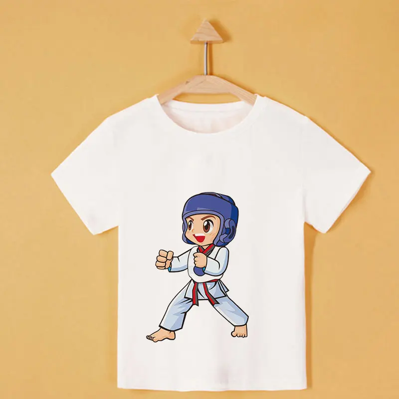 Vasaros Berniukų Ir Mergaičių marškinėliai Viesulas Taekwondo Vaikams Drabužių Nauja Vaikų Viršūnes, Estetinis Dizainas Įdomus 0 Apykaklės Berniukų Marškinėliai