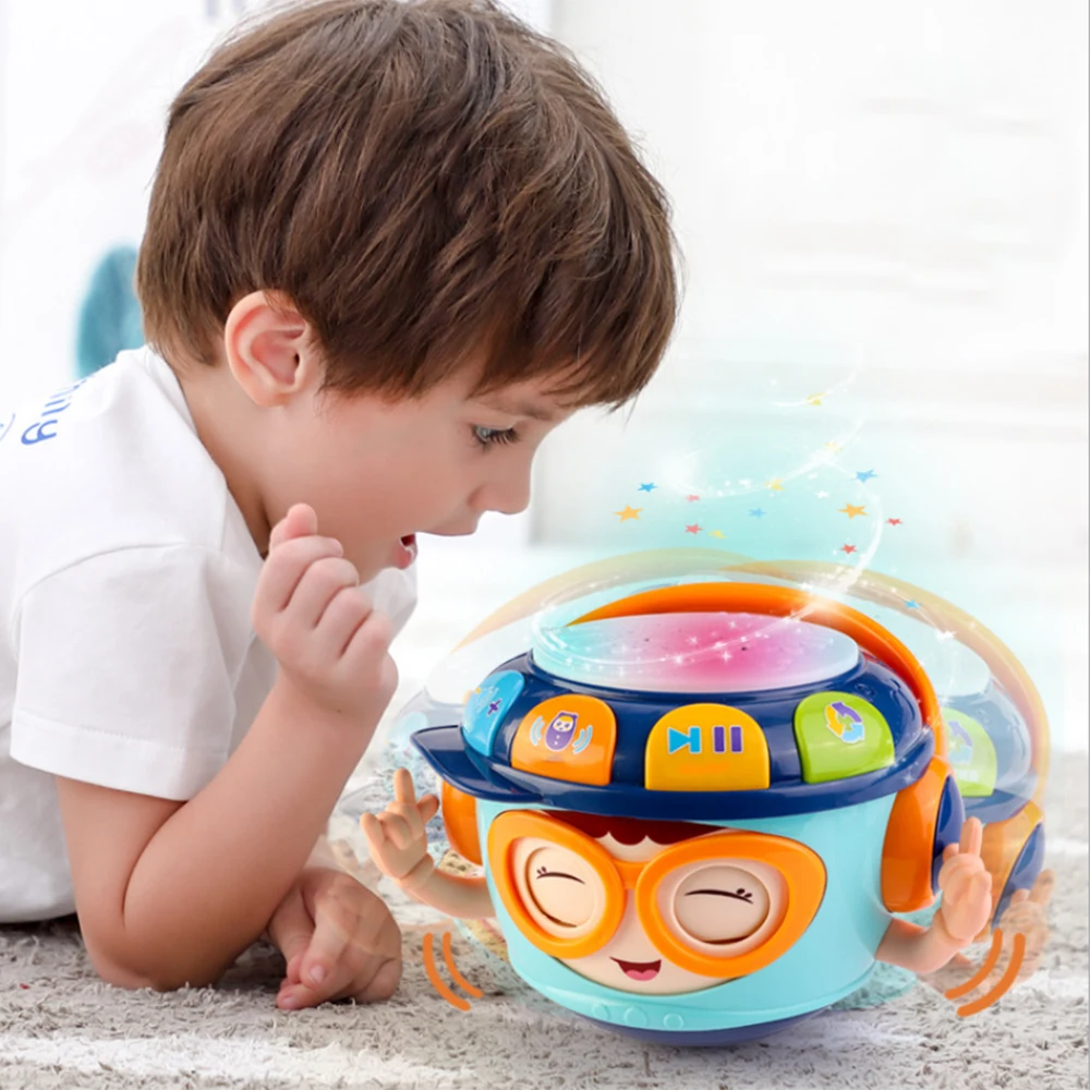 Kūdikių Barškučių Lova Bell Masažuoklis Žaislas LED Muzika Ranka Būgno Ritmas Anksti Švietimo Žaislai Vaikams, Kūdikiams, Mokymosi Raidos Žaislų