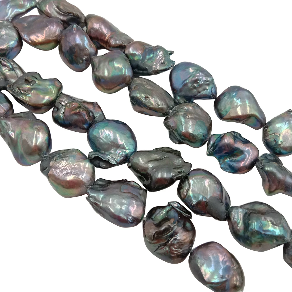 16 colių perlų karoliukai kryptis, gėlo vandens prarasti pearl su baroko formos, DIDELIS BAROKO formos.16-21 mm dengimo juoda spalva