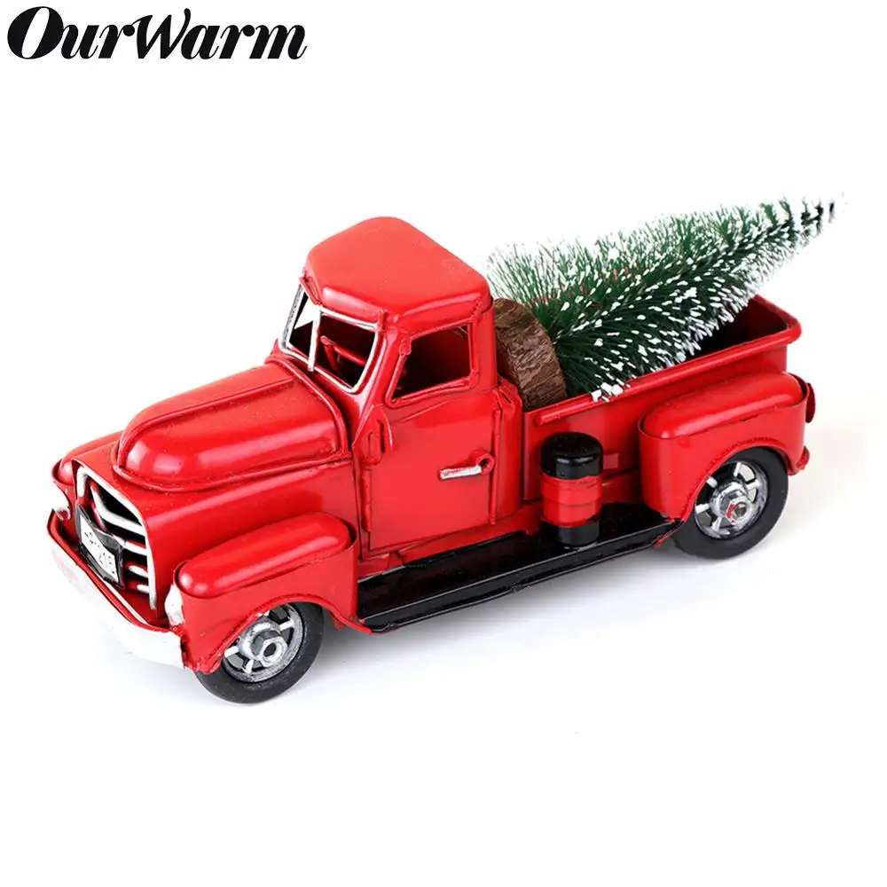OurWarm Derliaus Raudona Metalo Sunkvežimis su Slankiosiomis Varantys Vaikams šventinių Dovanų Ornamentu Lentelės Viršuje Kaimiškas Kalėdinė Dekoracija Namuose