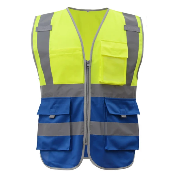 SFvest Saugos Atspindinčios liemenės vyrams sauga, darbo drabužiai darbo liemenė įrankis kišenės geltona mėlyna liemenė nemokamas pristatymas