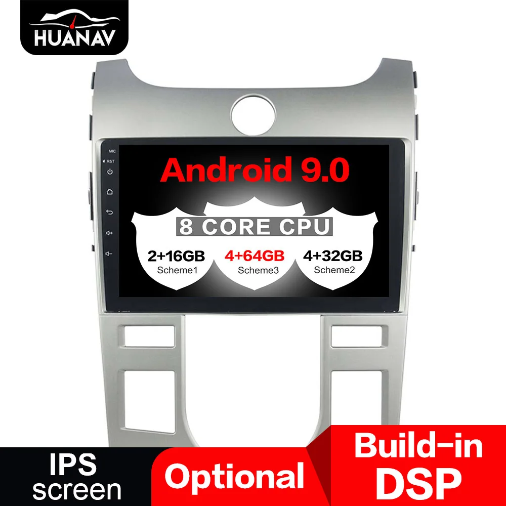 DSP Android 9.0 Automobilio DVD Grotuvas GPS Navigacija KIA Forte Cerato 2008-2012 Auto stereo Radijo daugialypės terpės Grotuvas, Garso maks 4+64G