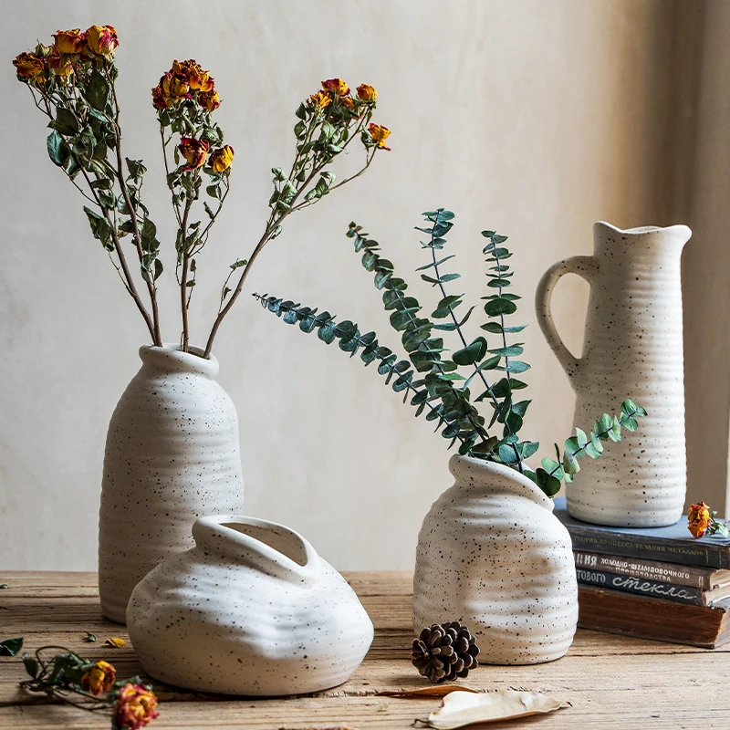 Baltos Keramikos Vaza Šiaurės Kūrybos Džiovintų Gėlių Kambarį, Tv Spintelė Namų Puošybos Ornamentais, Gėlių Kompozicijų Porceliano