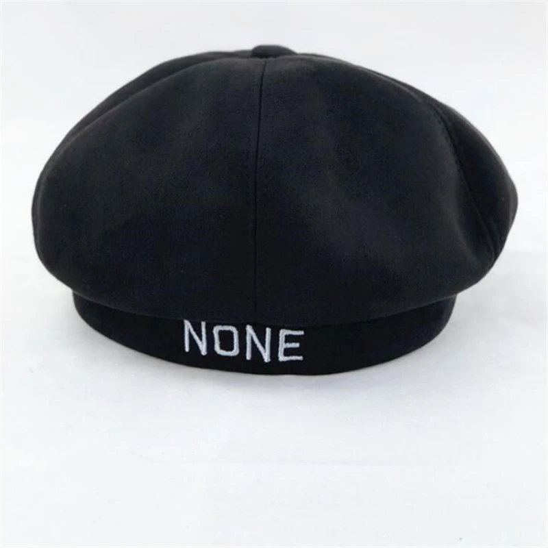 Japonijos Harajuku laišką beretė, siuvinėta korėjos versija laukinių juodas moliūgų skrybėlę dailininko skrybėlę