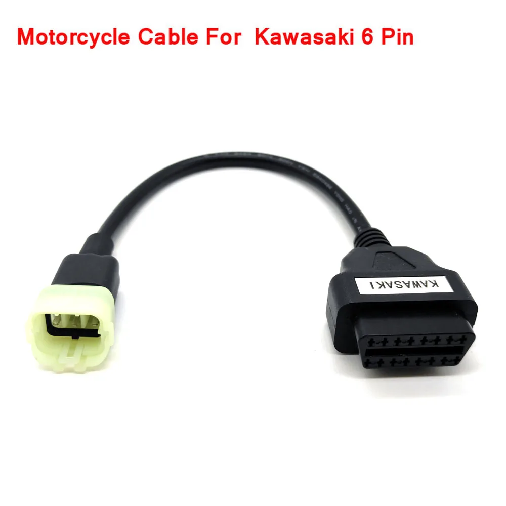 OBD Motociklo Kabelis Kawasaki 6 Pin Plug Kabelio Diagnostikos Kabelis 6Pin su OBD2 16 pin Adapter