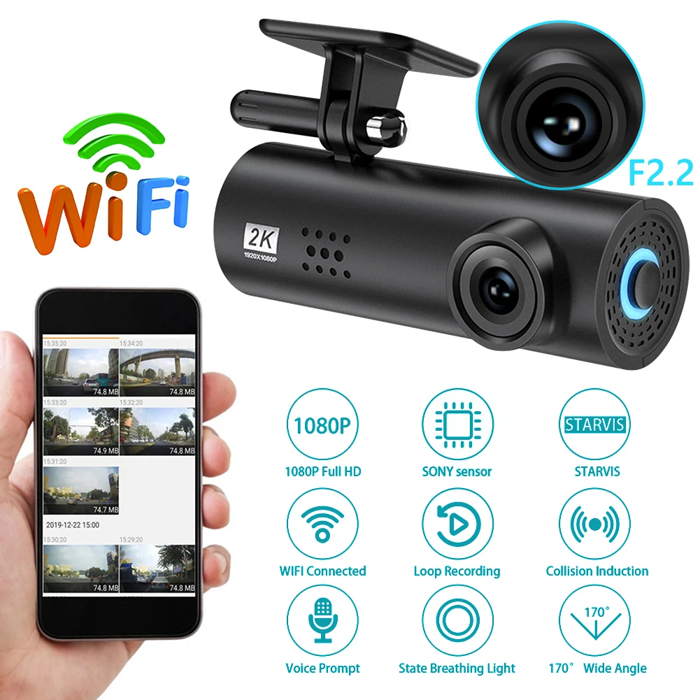 WiFi, Automobilių DVR Brūkšnys Kamera, G-sensorius Dashcam Lengvai Montavimas LF9 Pro 1080P Full HD Naktinio Matymo Automobilių Brūkšnys Fotoaparatas