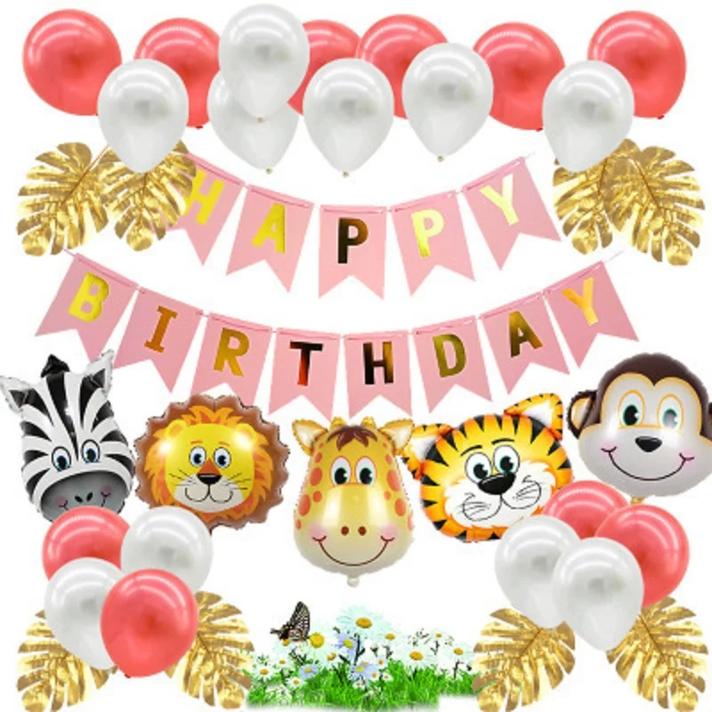 Džiunglių gyvūnų tema reklama apdailos latekso balioną vaikų gimtadienio apdailos helio balionas zebra liūtas baby shower žaislas