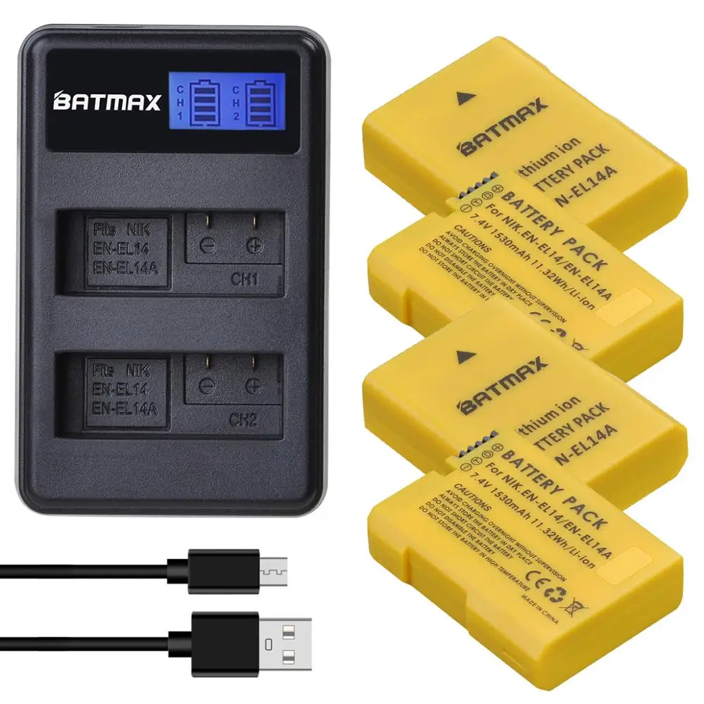 Batmax EN-EL14 LT-EL14a Baterija akku+LCD USB Dual Kroviklis Nikon P7800,P7700,P7100,P7000,D5600,D5500,D5300,D5200,D5100,D3200