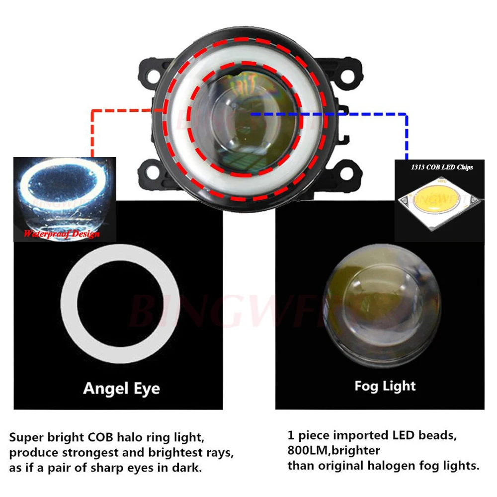2VNT Automobilių 30W LED Rūko žibintų Angel Eye DRL Šviesos važiavimui Dieną H11 Už 