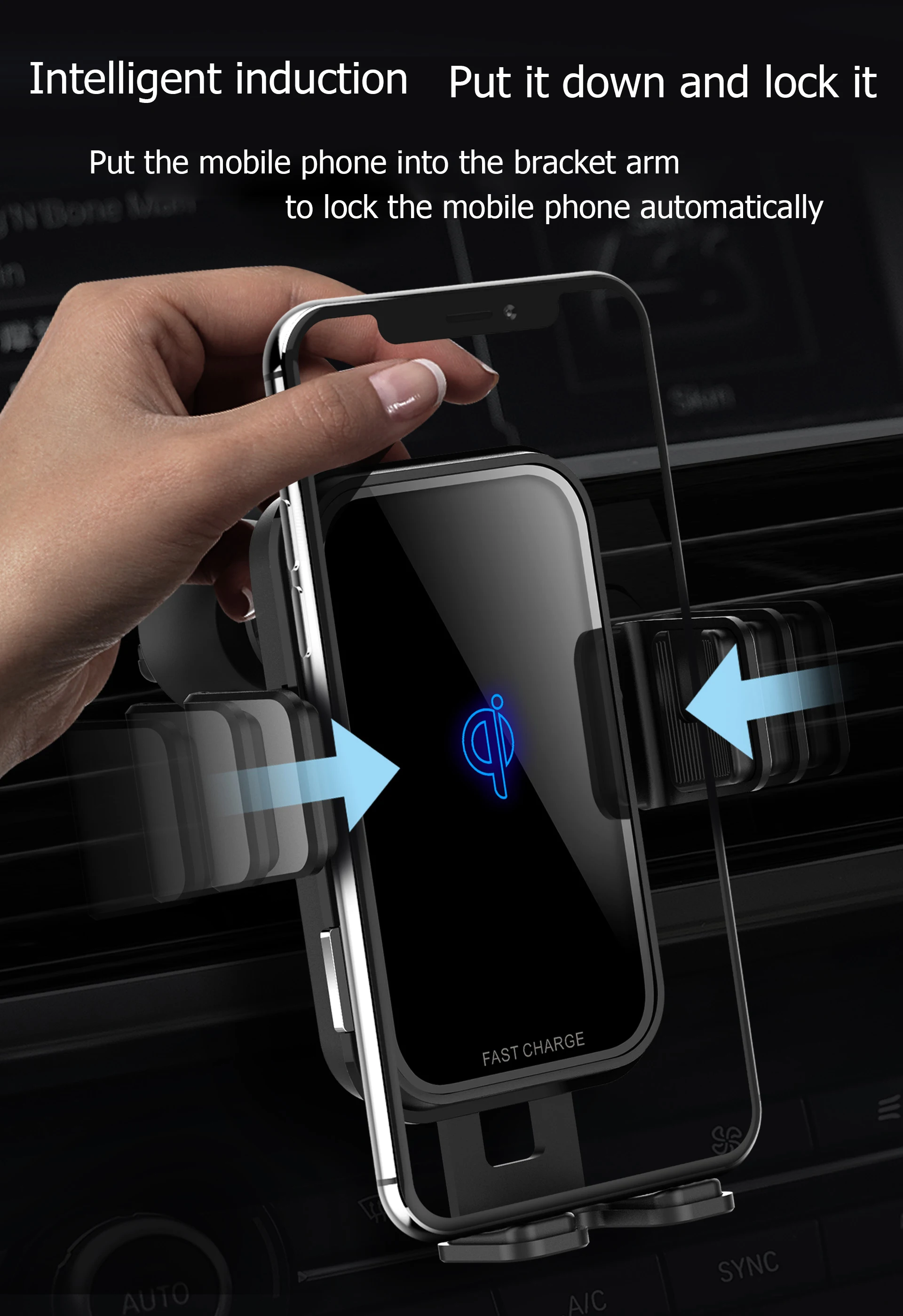10W Qi Bevielio Automobilinis Įkroviklis, Laikiklis, Automatinis Jutiklis Mount Greito Įkrovimo Automobilinis Telefono Laikiklis iPhone X XS Max XR Samsung