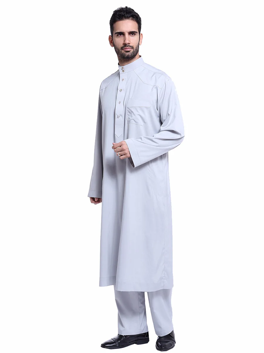 Jubba Thobe viršuje drabužius su ziajać 2 vienetų rinkinių islamo drabužiai vyrams, ilgomis rankovėmis caftan skraiste musulmonų vyrų drabužiai suknelė islamas