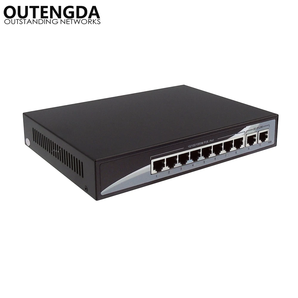 Gigabit 10 Port POE Switch 10/100/1000Mbps Poe Standartas 802.3 af/Tinklo Jungiklis IP Kameros ir Bevielio AP