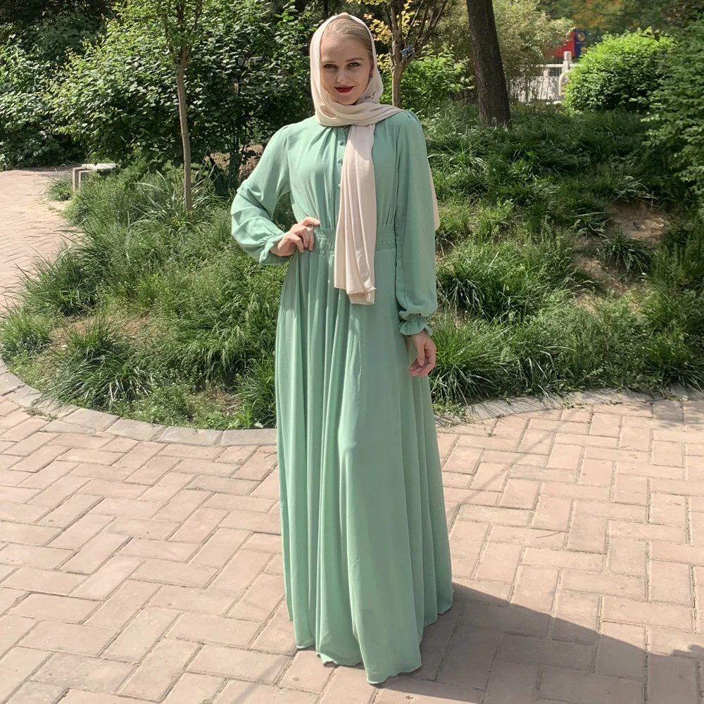 Ramadanas Eid Mubarakas Šifono Kaftan Dubajus Abaja Turkijos Musulmonų Suknelė, Hijab Islamas Suknelės Abayas Moterų Vestidos Skraiste Femme