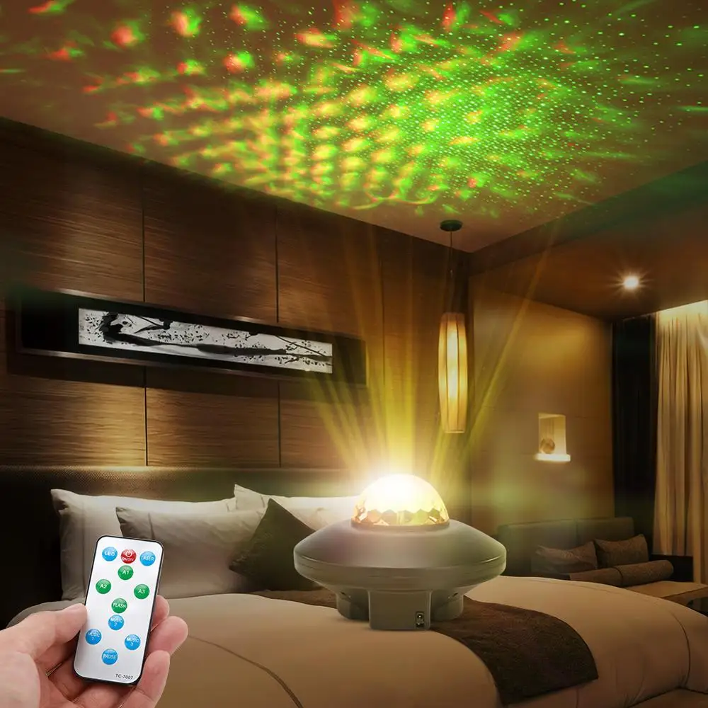 24/10 Modelius Garso Nuotolinio Valdymo Muzikos Naktį Lempa LED Žvaigždėtas Dangus Lazerio Šviesa DJ projektorius Mašina Šalies Apdaila