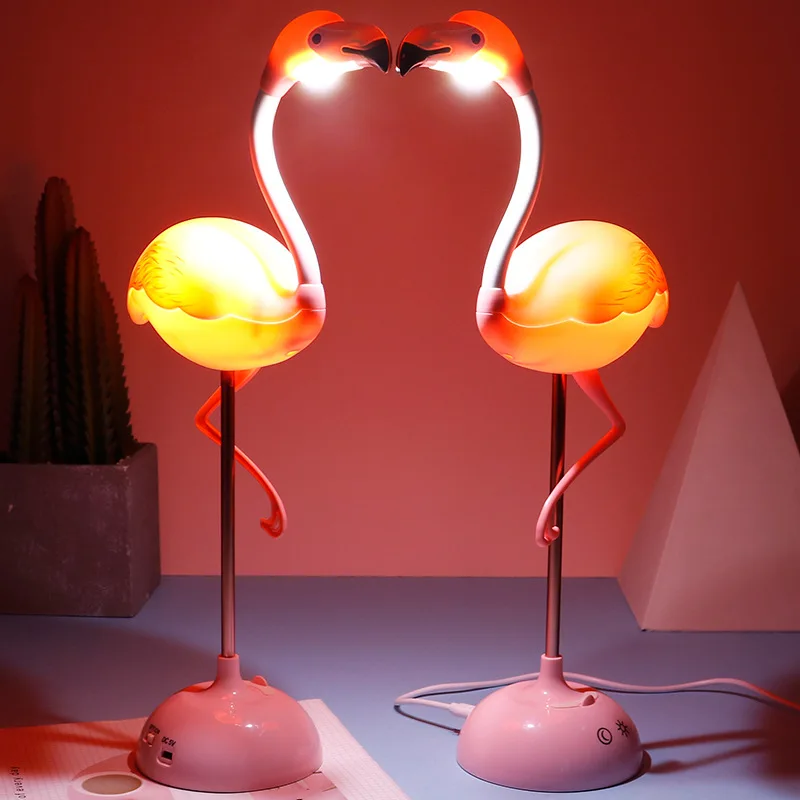 LED Flamingo Naktinis Apšvietimas Vaikų Skaitymo Touch Stalo Lempa Dekoro Gyvenimo Kambario, Miegamasis USB Krovimo Lemputė Animacinių filmų Lampara