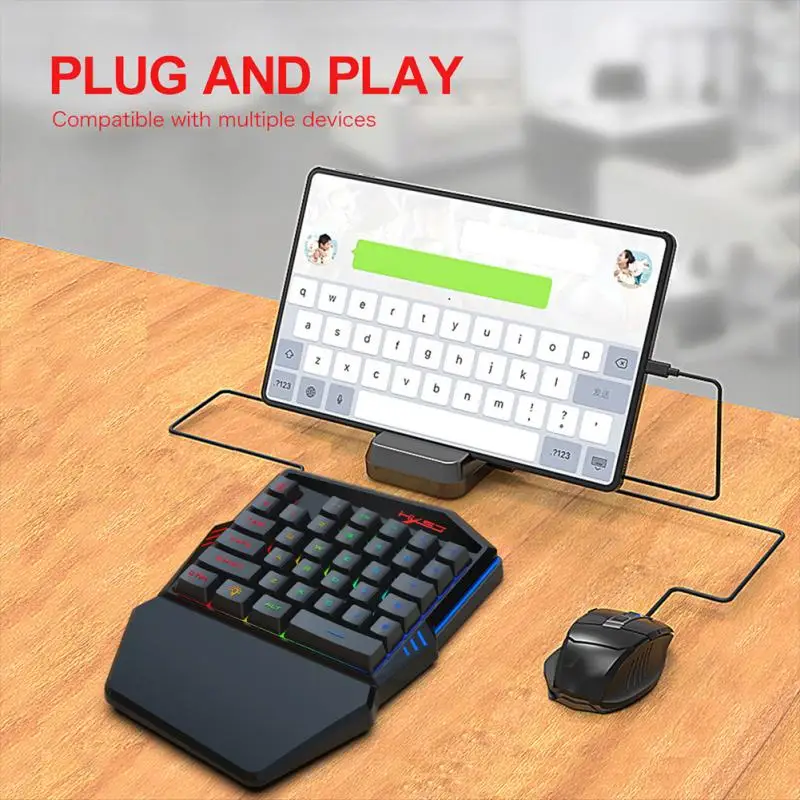 Kompiuterio Aksesuaras Ergonomiškas Šviesos 35 Raktai Žaidimų Klaviatūrą, Pelę Nustatyti Combo Viena Ranka USB Laidinio RGB Apšvietimas Riešo Poilsio
