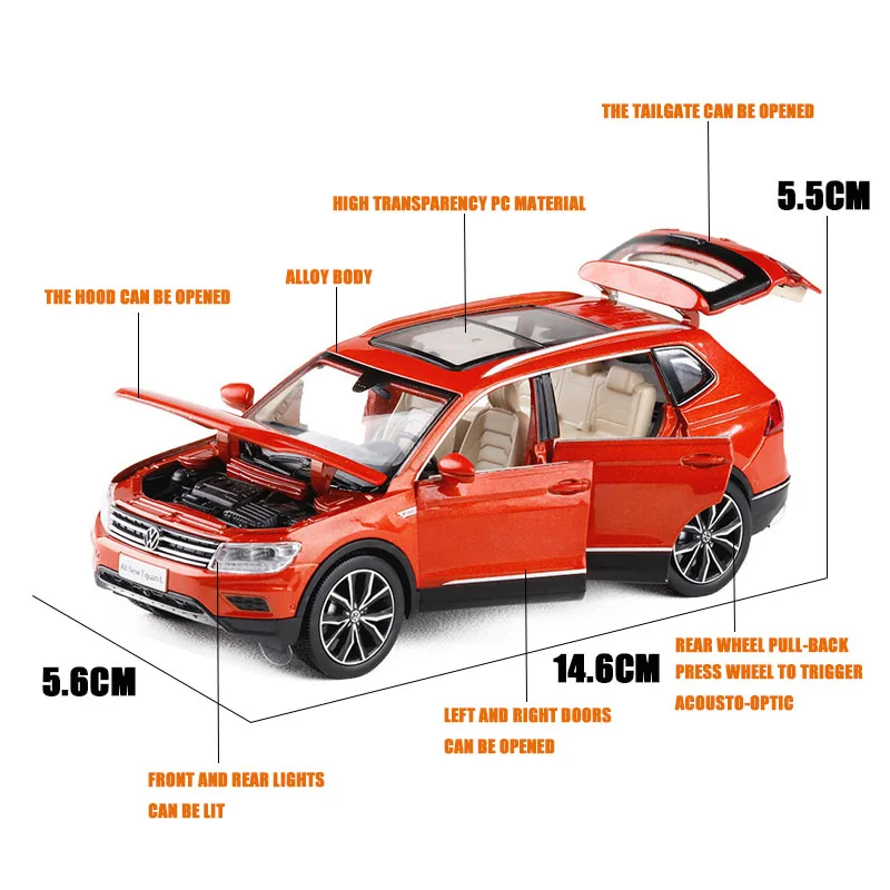 1:32 VW Tiguan L Lydinio Automobilio Modelį Diecasts & Žaislinės Transporto priemonės Žaislinius Automobilius Nemokamas Pristatymas Vaikas Žaislai Vaikams Dovanos Berniuko Žaislas