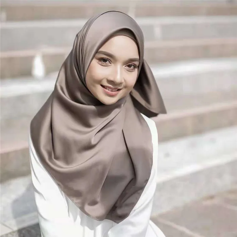75*180cm musulmonų šilko skara hijab moterų islamo skarelė Malaizija paprastas šalikas turbaną headwrap femme musulman šalikai