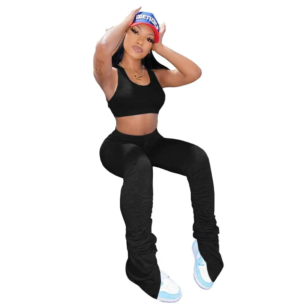 Sukrauti legging nustatyti 2 Gabalas legging Rinkiniai, Komplektai, Poilsiu sportiniai Kostiumai Moterų Sporto Fitneso Salė Sukrauti Sweatpants Antblauzdžiai Rinkinys