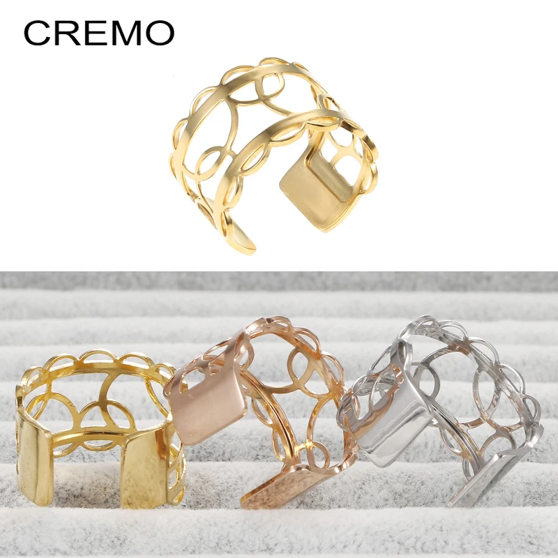 Cremo Rose Gold Reguliuojamas Žiedai Moterims Bižuterijos Nerūdijančio Plieno Žiedai Sukeisti Odos Bague Femme