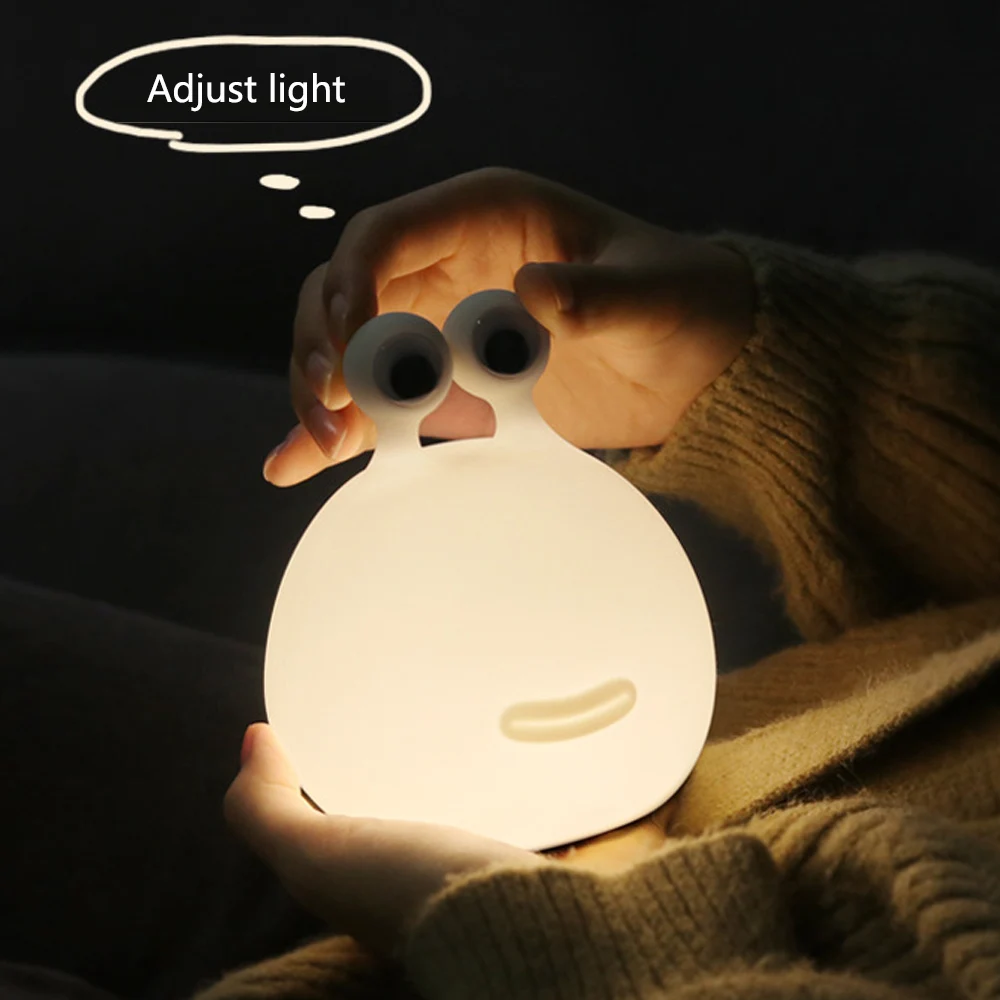Šliužas Naktį Šviesos Silikono Įkrovimo Kūdikis Miega Lempos Jutiklinį Jungiklį Vaikų naktinė lempa Pritemdomi Naktį Lempa, Laikmatis Baterija