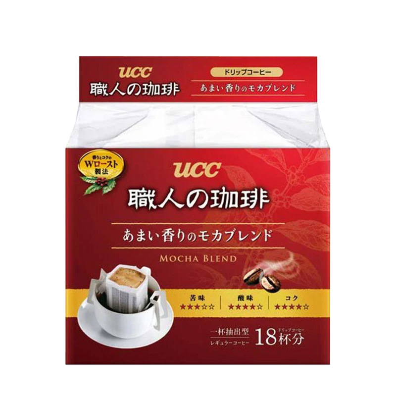 Japonijos UCC Ushisi darbuotojai kabo ausies kavos lašinamas kavos milteliai gryna juoda kava mocha be sacharozės