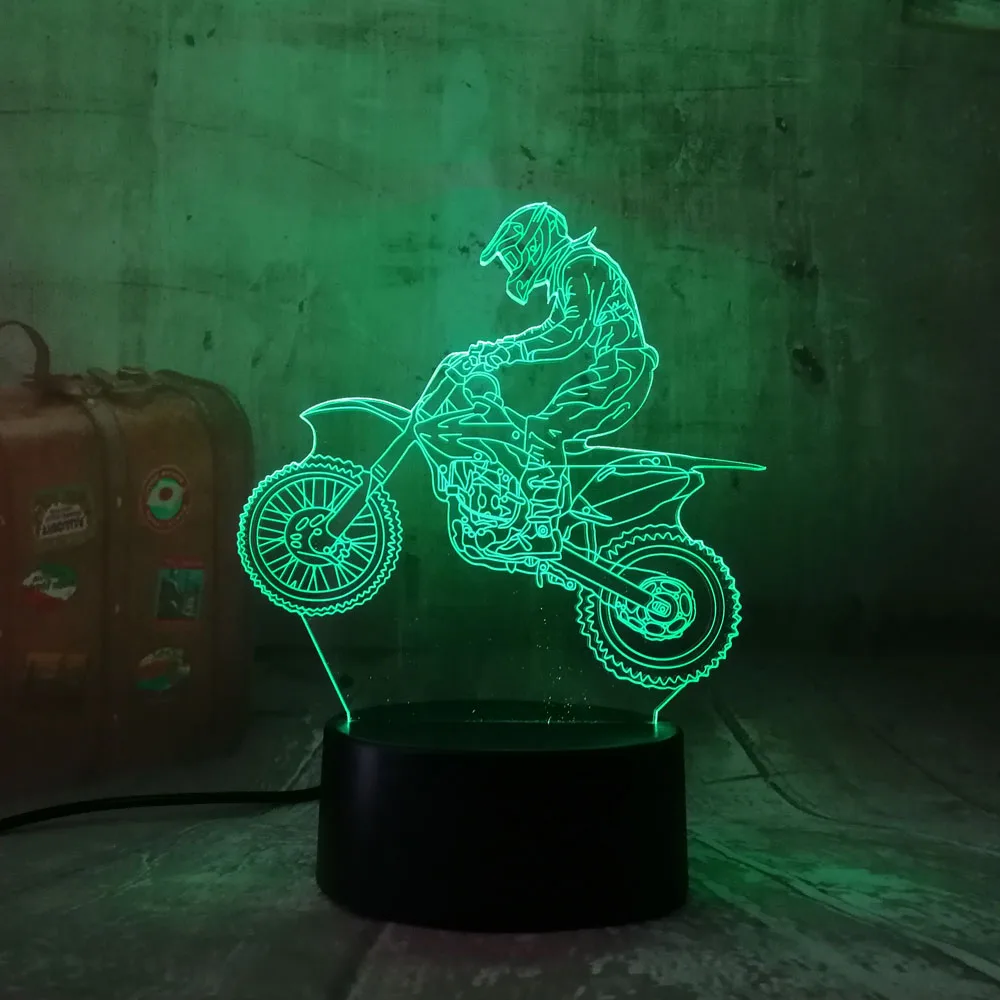 Amroe 3D Galo Motociklo LED Cool Berniukas žaislai Naktį Šviesos diodų (LED) Rašomojo Stalo Lempa RGB Gradientas Vaiko Gimtadienis, naujieji Metai toyss