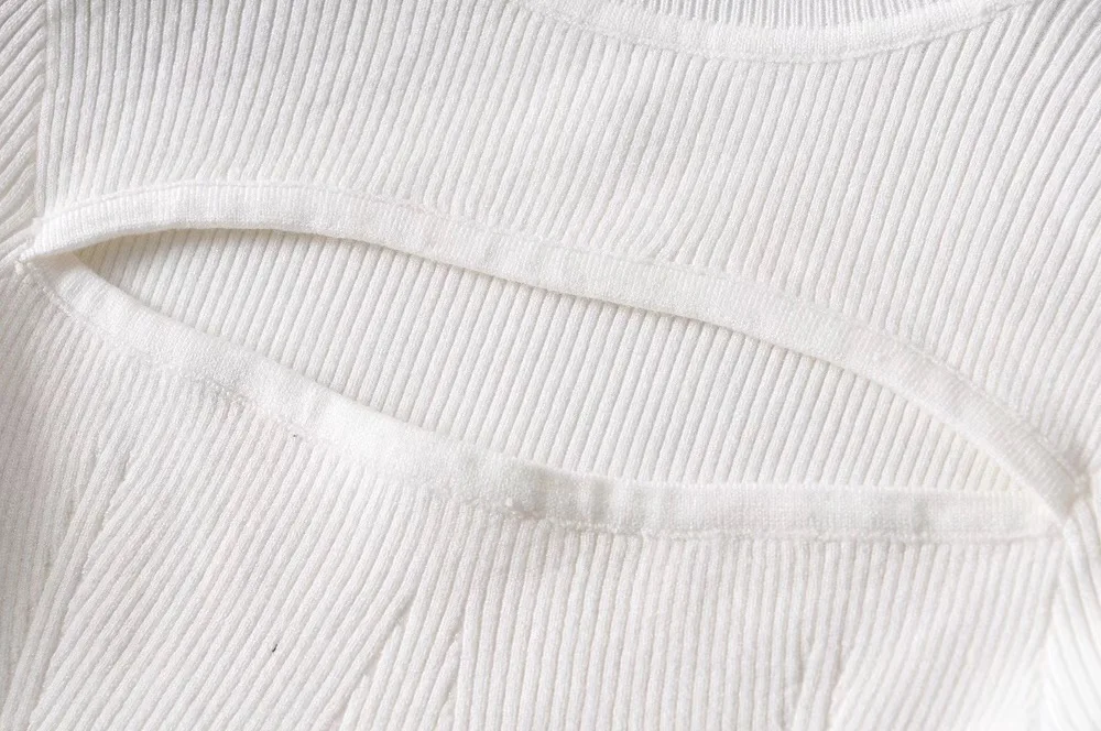 Moterų Sexy Tuščiaviduriai Iš Ritininės Liesas Mezgimo Megztinis Golfo PRAŠMATNUS Plonas Megztinis Trikotažas ilgomis rankovėmis Megztinis Viršūnes Juoda Balta