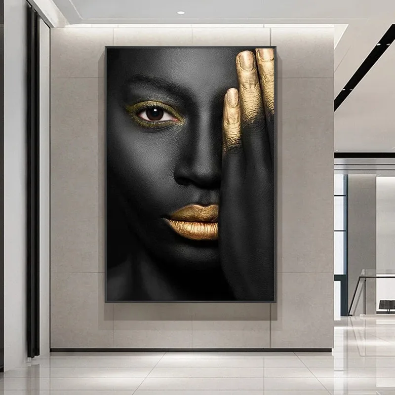 Juodosios Afrikos Nuogas užrištomis akimis Moteris, Aliejus, Tapyba ant Drobės, Plakatų ir grafikos Skandinavijos Sienos Meno Nuotrauka už kambarį