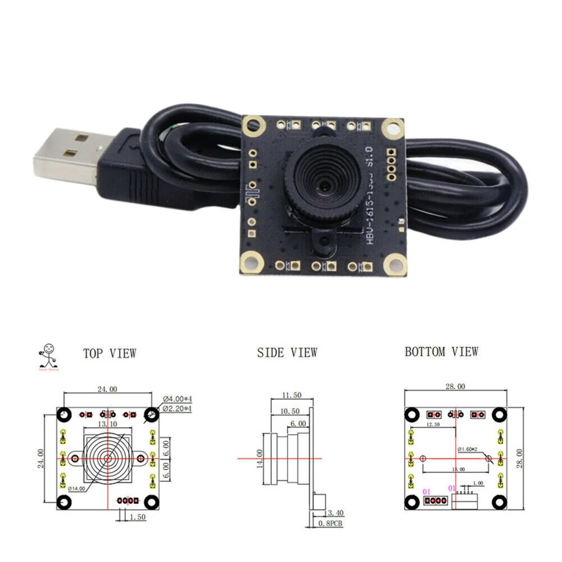 HM1355 50 Laipsnių Plataus Kampo USB Kameros Modulis Namų Biuro Mini Pramonės Įranga