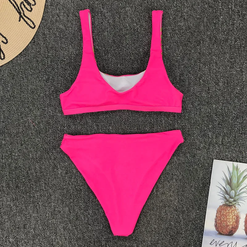 INGAGA Push Up Bikinis Nustatyti maudymosi Kostiumėliai Moterims Aukšto Juosmens maudymosi kostiumėlį 2021 Aukštos Sumažinti Biquini Paplūdimio Vasaros Besimaudančių Maudymosi Kostiumas Moterims