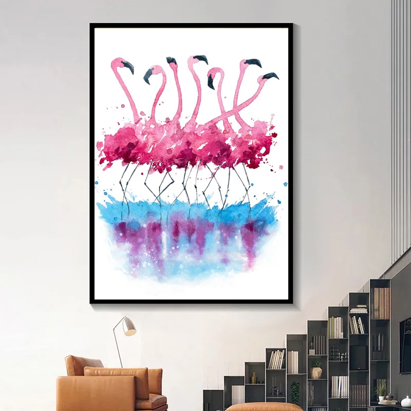 Modernus Gyvūnų Plakatas Šokių Flamingo Nuotrauką Drobė, Tapyba Sienos Meno Mergaitė Kambario Dekoravimas Paveikslų Sienos Nuotraukas Spausdinti