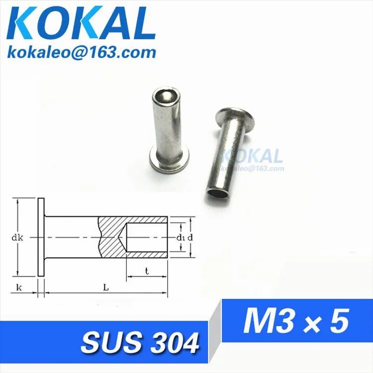 [304-M3*5] 100VNT nerūdijančio plieno SUS304 plonas galva pusiau cilindriniais kniedės M3 serija kniedės M3*5mm