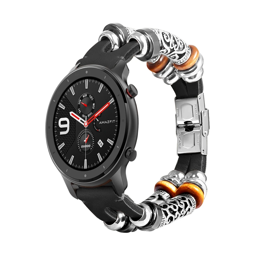22mm Odos Watchband Dirželis Xiaomi Huami Amazfit VTR 47mm/ Tempas/ Stratos 2 2S Smart Watch Band Retro Pakeitimo Correa