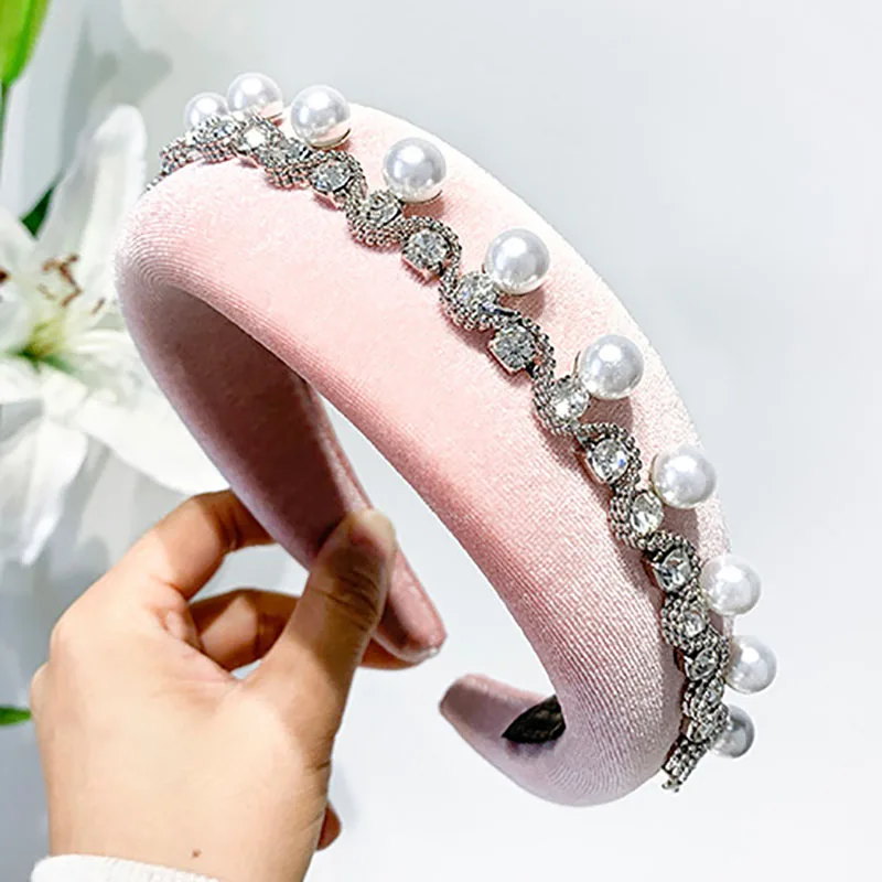 2019 Mados Korėjos Akrilo Audinio Vientisos Spalvos Rišti Gėlavandenių Perlų Embellishment Moterų Asmenybės Populiarus Šeimos Lankelis