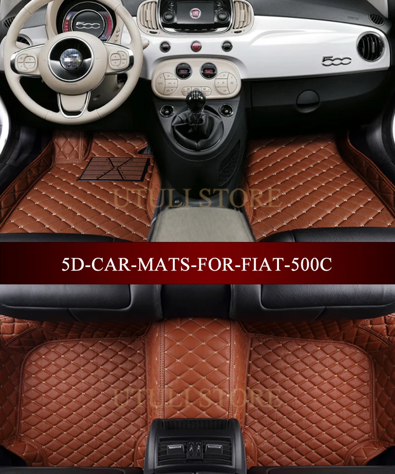 Odos Automobilio grindų kilimėliai FIAT 500 IR 500C 3D custom fit automobilių kilimų kojų kilimėliai įdėklai