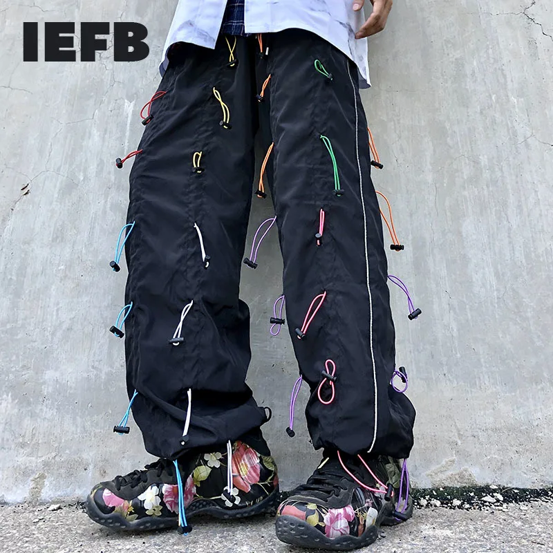 IEFB vyriški drabužiai raišteliu funkcija casyak sweapants 2021 banga naujos Gatvės negabaritinių prarasti raišteliu pločio kojų kelnės 9Y3017