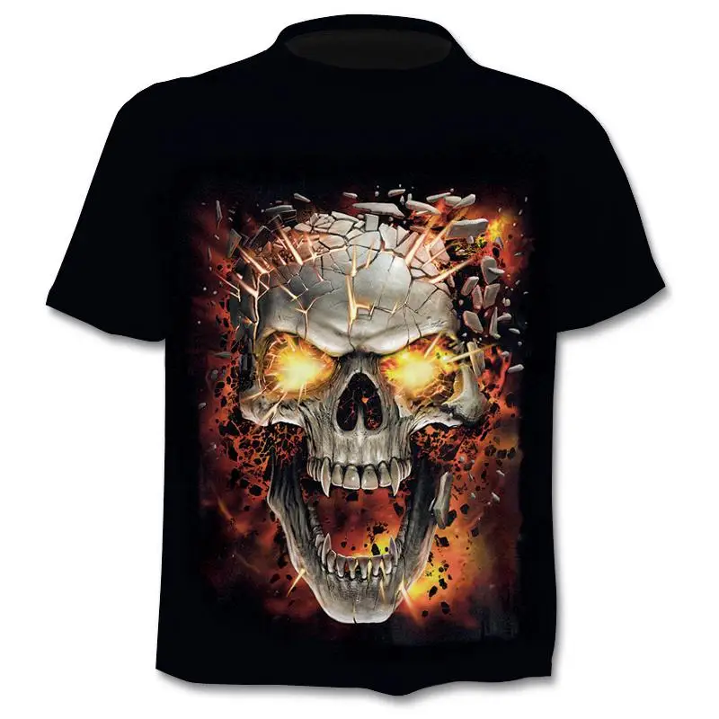 Kaukolė Grožio Cool 3D t marškiniai Vyrai Motociklo Punk 3D Atspausdintas marškinėliai Vyrams Drabužius marškinėlius Vasaros Top Homme Hipster Pop Marškinėliai