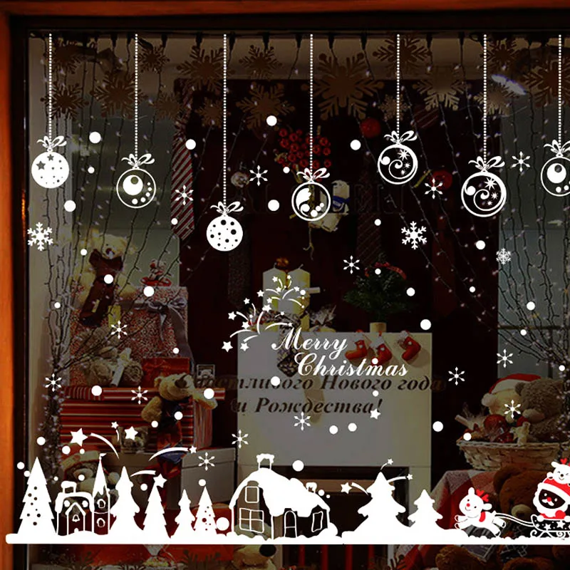 PASIDARYK pats Kalėdų Senelis Kalėdų miestelis Lipdukai Parduotuvės Lango Stiklo Dekoras Kalėdų Dekoracijas namams Festivalis Lipdukai
