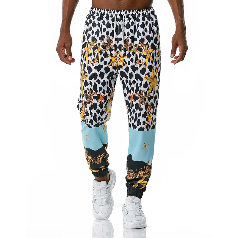 Prabangių Karaliaus Gėlių Spausdinti Sweatpants Vyrų Harajuku Poilsiu Kelnės Sportinės Kelnės Hip-Hop Streetwear Kelnės su Raišteliu XXL