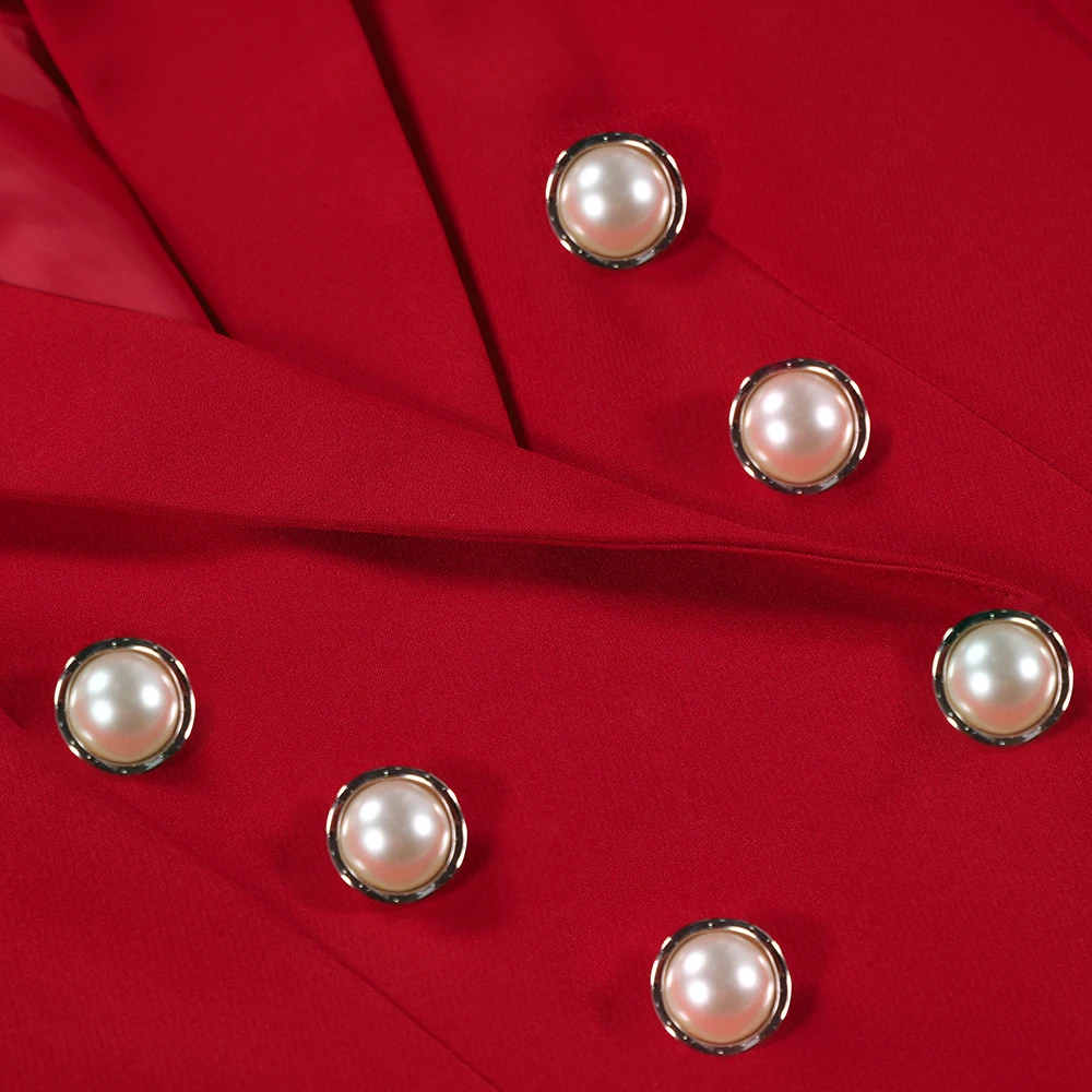 Moterų Elegantiškas Įpjovomis Raudonas Švarkas ilgomis Rankovėmis Dvigubo Breasted Office Striukė Moterų 2020 M. Rudens Žiemos Ponios Sportinius viršutinių drabužių siuvimas